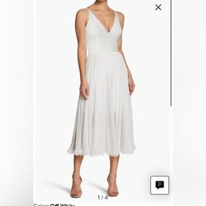 Dress the Population Off White Alicia Mixed Media Midi Dress